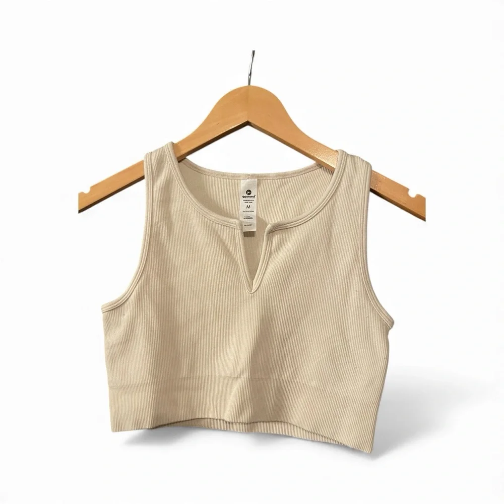 90 Degree By Reflex Cream Sleeveless Crop Top - Picture 2 of 2